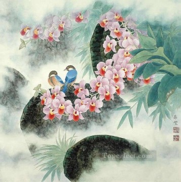 Chino Painting - pájaros en flores tradicional china
